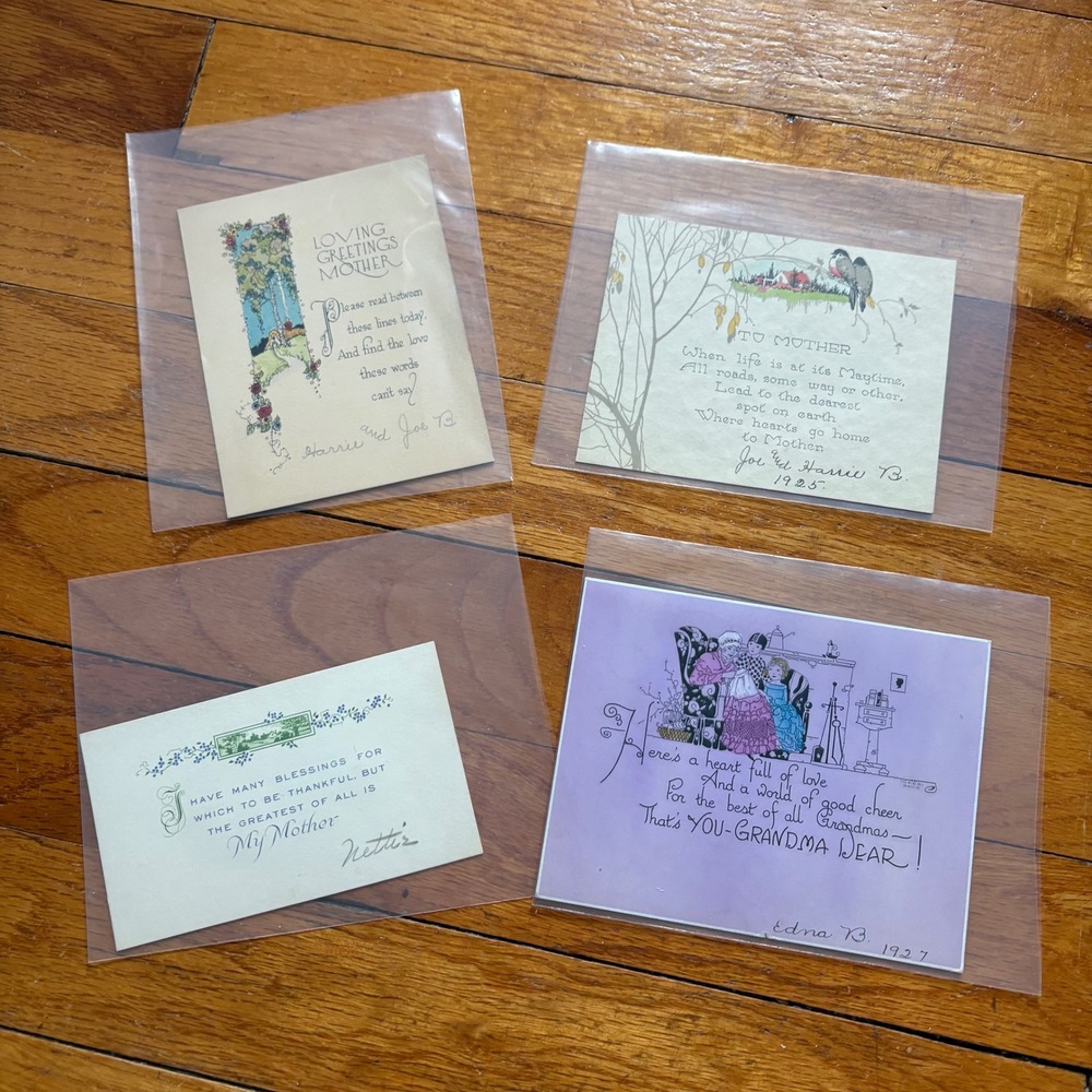Vintage Mothers Day Greeting Cards Lot of 4 1920s Ephemera Rust Craft
